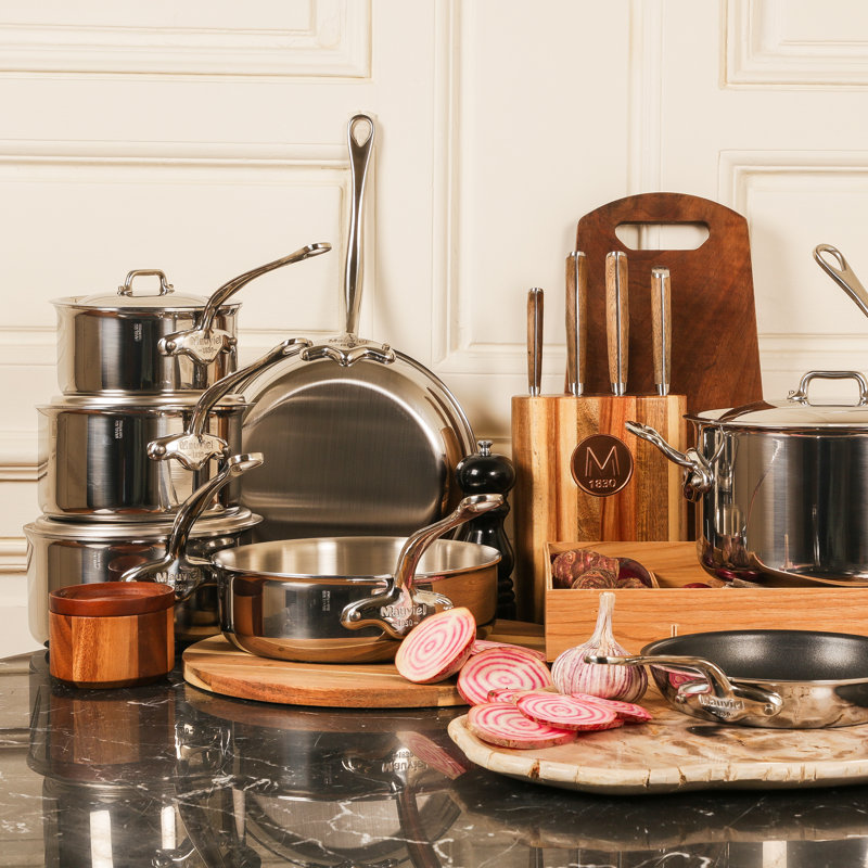 Batterie de cuisine de 12 pièces à 5 plis avec poignées en acier inoxydable Bad M'COOK