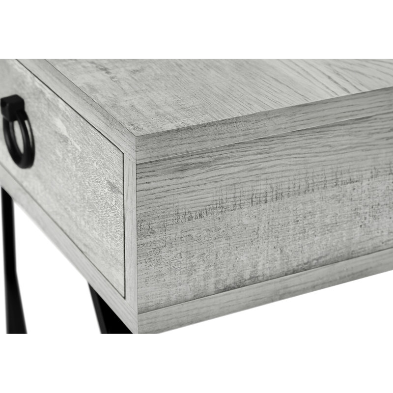 Table d'appoint étroite pour chambre à coucher - Gris, pièce élégante en métal noir avec grande surface de rangement en stratifié gris