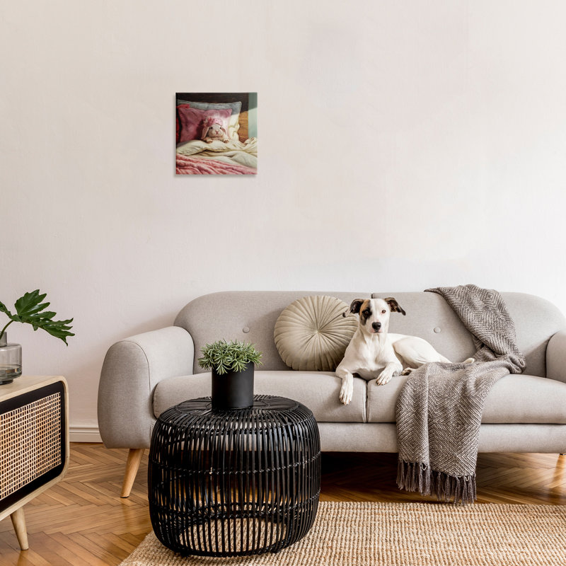 Lapin au repos, blanc cassé, par Lucia Heffernan - impression, H 17 po x l 17 po