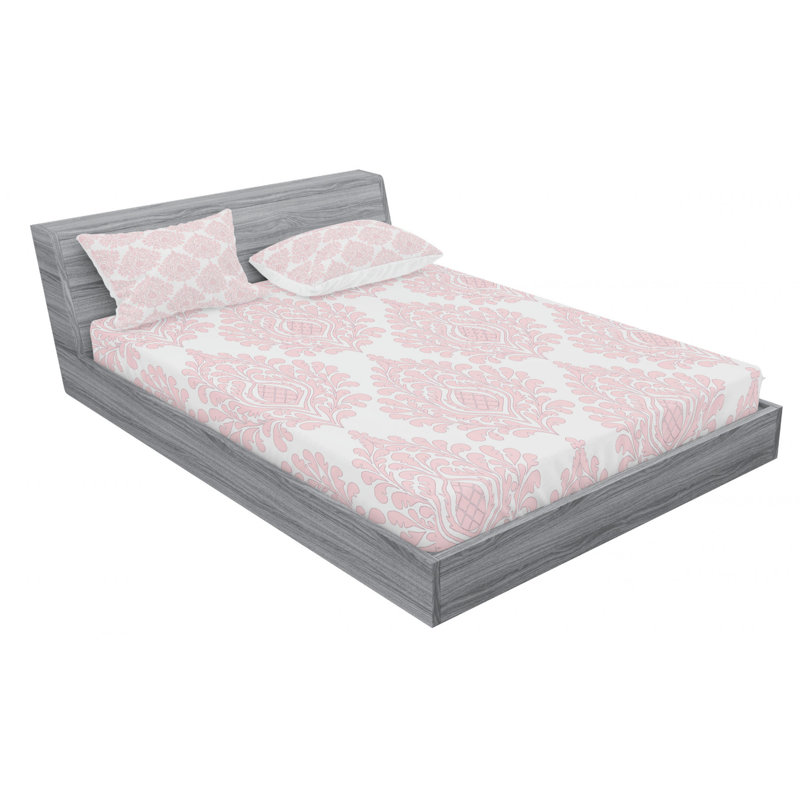 Microfiber Damask Sheet Set, Full Sheet Set with Fitted Sheet