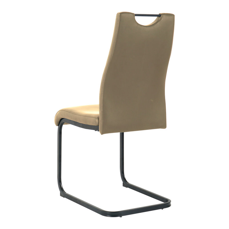 Stuhl 48cm H Upholstered Metal Cantilever Chair, Taupe