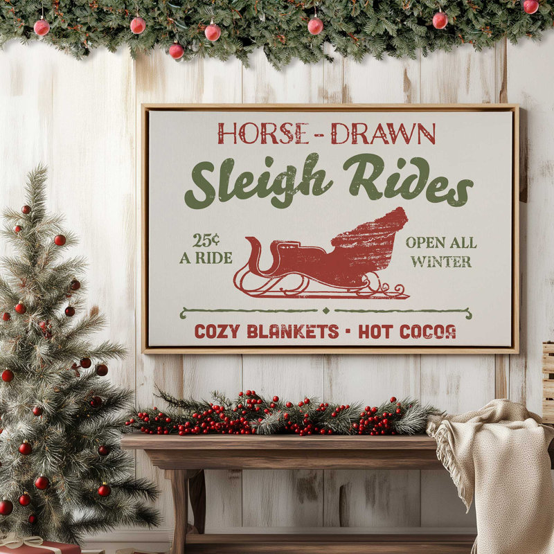 «Cent Sleigh Rides», reproduction sur toile, H 24,75 po x l 36,75 po x P 1,75 po, Cadre doré