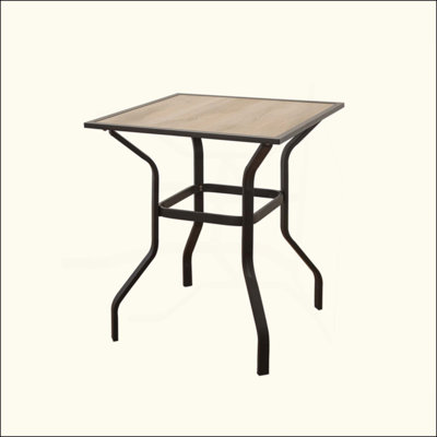Outdoor Patio Bar Table Square Metal Table With Wood-Look Tabletop, For Garden Balcony Backyard Deck(1 Table)