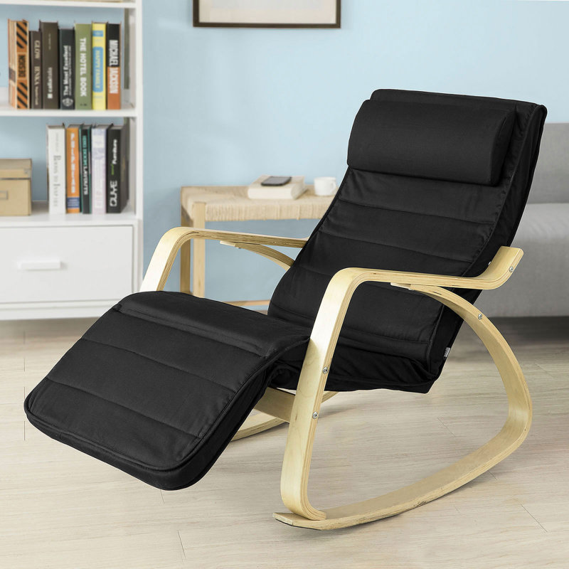 Carnelian Solid Wood Rocking Chair, Black