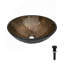 Artistic Feather Pattern Amber Tempered Glass Sink with Pop-up Drain, Bathroom Oval Basin Tempered Glass Vanity (No Faucet)