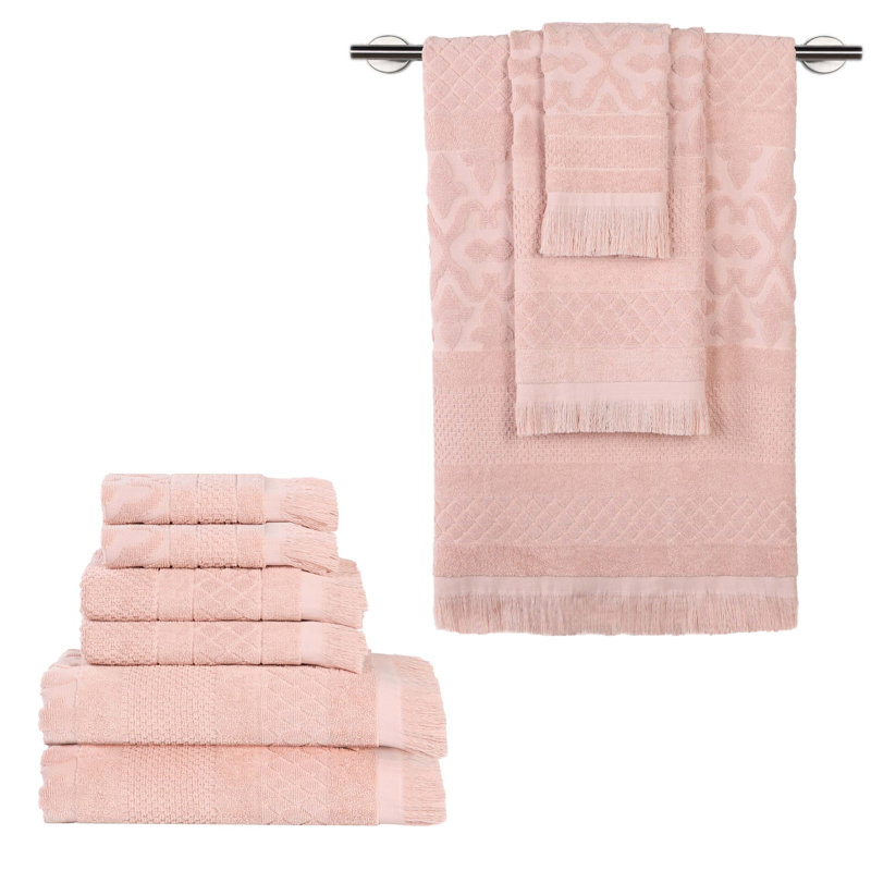 Serviette de bain Rolla, Ensemble de serviettes 9 pièces, Rose