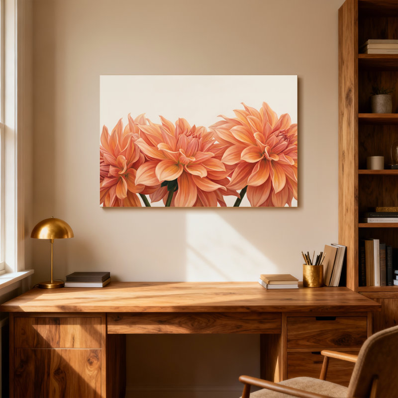 Plantes et fleurs, fleurs de dahlia orange, H 24 po x l 36 po