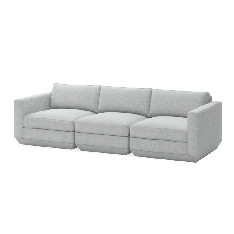 Podium Modular 3 PC Sofa, Bayview Silver Performance Twill