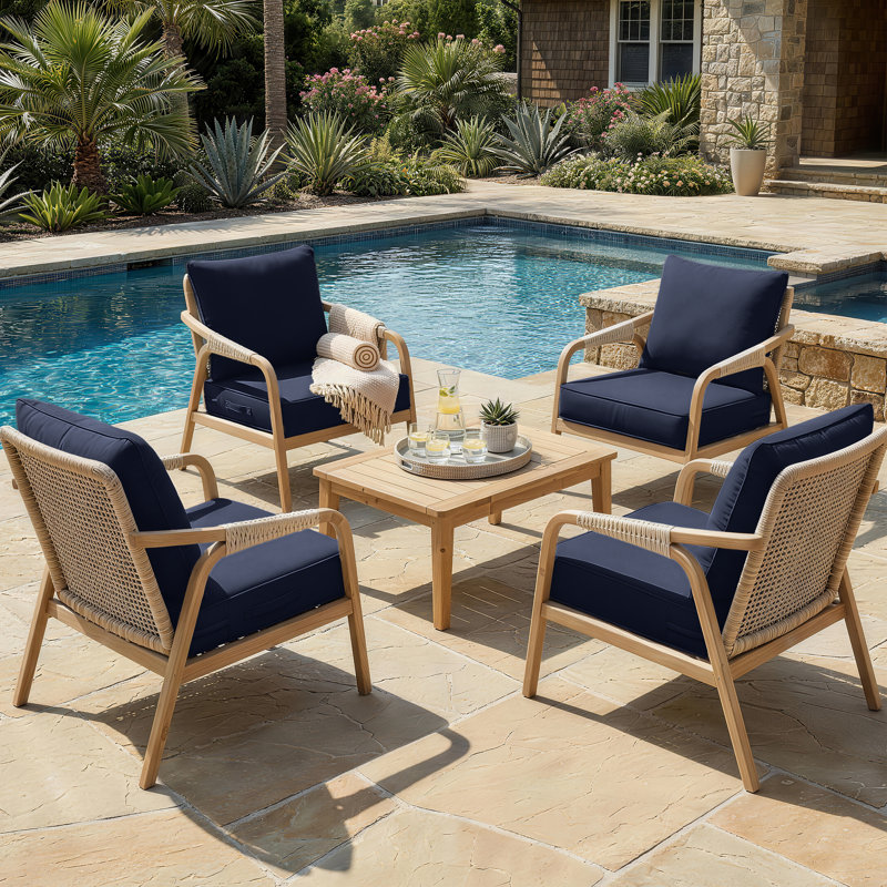 Housse de coussin de siège d'extérieur pour patio avec fond antidérapant, 4, L 24 po x P 24 po, Marine