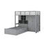 Lit superposé simple avec tiroirs, garde-robe, tablettes et hydraulique-373268467