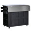 Îlot de cuisine extérieur extensible avec plateau en acier inoxydable, support à épices latéral, tiroirs et armoire de rangement pour la cour, le barbecue ou les fêtes