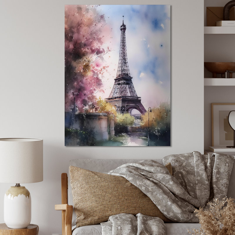 «Beautiful Eiffel Tower In Paris V», art sur toile Paris, H 20 po x l 12 po x P 1 po, Toile tendue