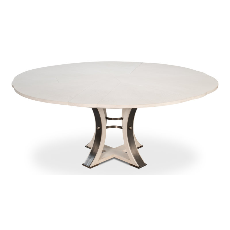 Tower Round Solid Oak Dining Table, Working White/Hammered