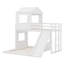 Lit superposé en bois, lit mezzanine avec maisonnette, maison de campagne, échelle, glissade et garde-corps-782617197