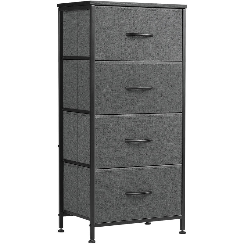 Commode de rangement 4 tiroirs Enegess, Gris / Noir