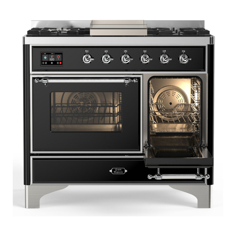 Majestic III Series 40 Inch Dual Fuel Range with 6 Sealed Burners, Griddle, in Mightnight Blue (Natural Gas, Chrome Trim)