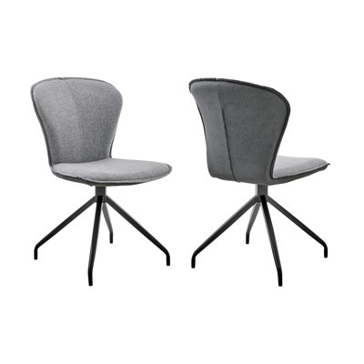 Chaises d'appoint en métal durable, similicuir, ensemble de salle à manger gris moderne