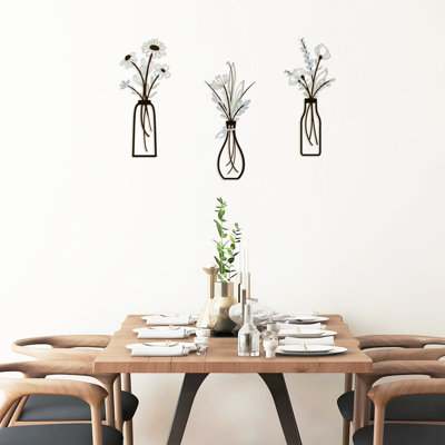 Décoration murale en métal 3 pièces avec finition brune - Art rustique pour le salon, la chambre à coucher, les événements spéciaux facile à installer
