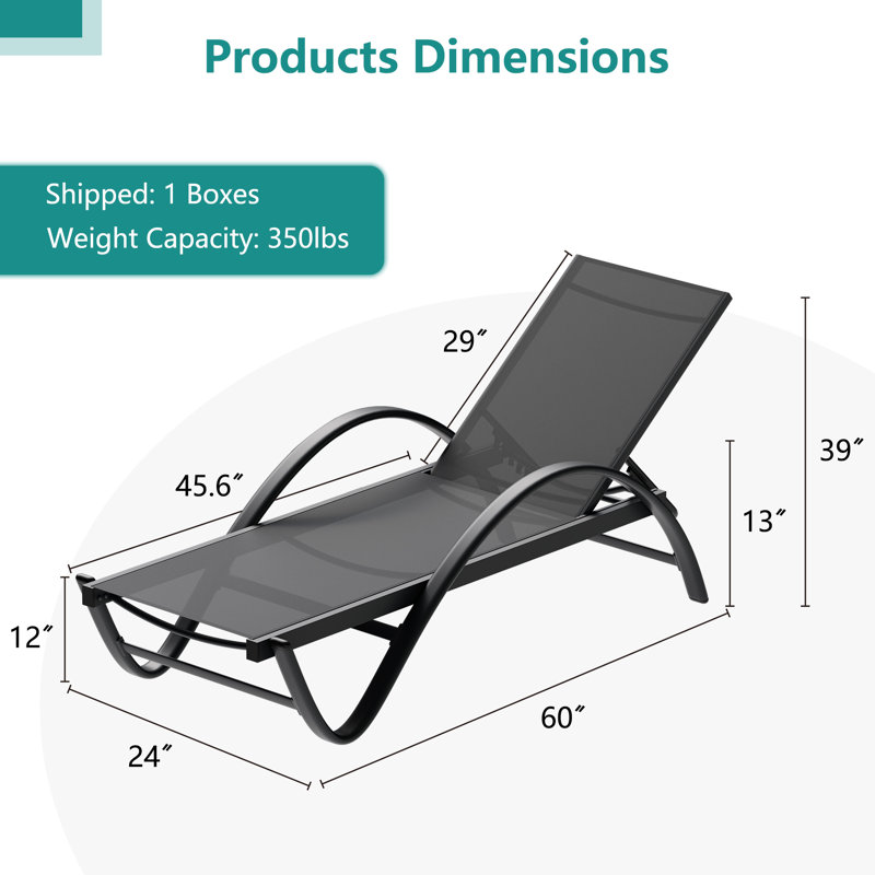 Chaise longue d'extérieur en métal avec accoudoirs Rannon, Gris foncé