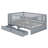 Daybed With Fence Guardrails And 2 Drawers, Split Into Independent Floor Bed & Daybed-1500904636