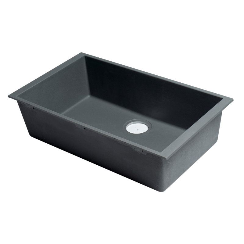 29.88'' L Undermount Single Bowl Granite Kitchen Sink, Titanium