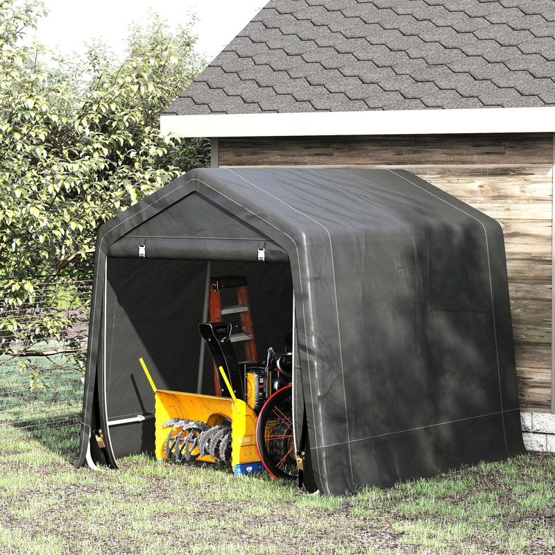 Abri d'auto robuste 9 pi x 8 pi, avec couvercle et portes à fermeture à glissière, auvent portatif pour abri d'auto avec outils de jardinage, 8 pi, accès facile, vélos