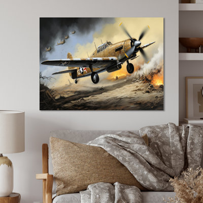 Ancien avion militaire pendant la Seconde Guerre mondiale I - impression sans cadre sur métal