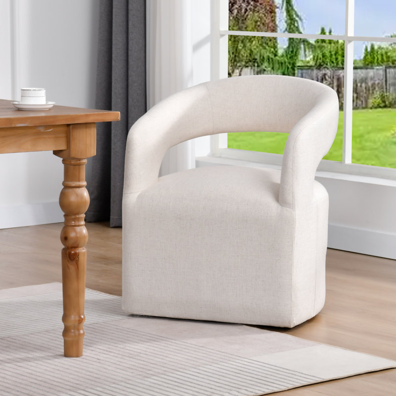 25.4" Wide Modern Upholstered Armchair With Open Back