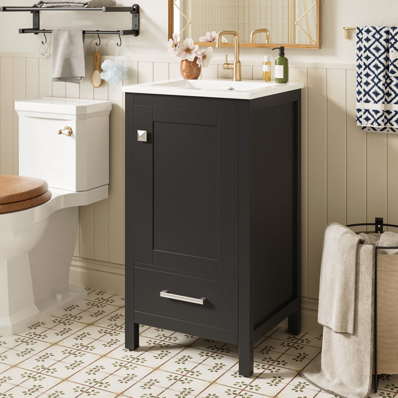 Meuble-lavabo moderne avec lavabo en céramique, Noir