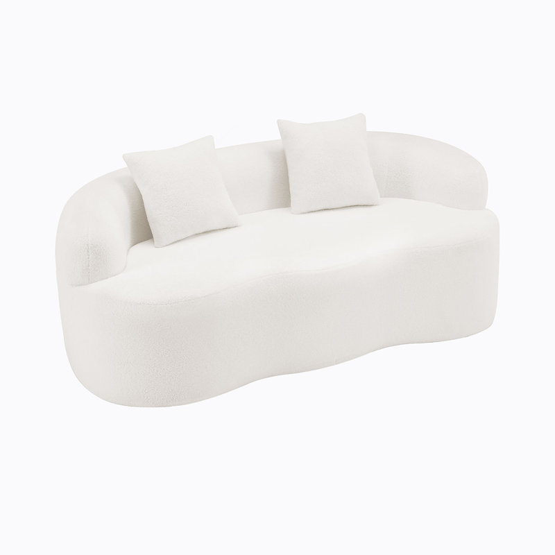 Canapé courbé avec accoudoirs arrondis, canapé de compression confortable avec deux coussins, prêt à l'emploi pour les petits espaces dans les espaces de vie