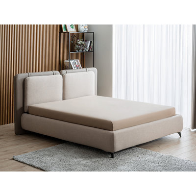 Lit avec rangement en tissu taupe Kerfoot.