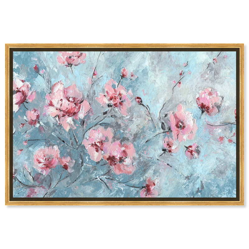 Bloom Season Pastel Abstract Canvas Wall Art with Black Frame