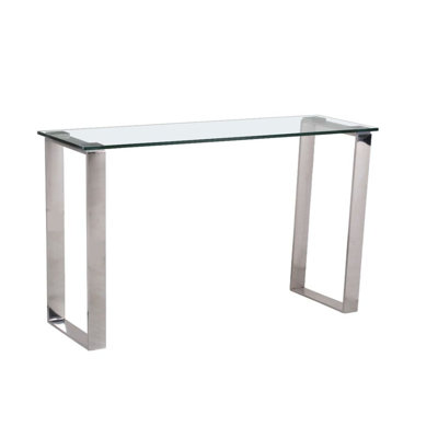 Console en verre trempé de 12 mm avec pieds chromés