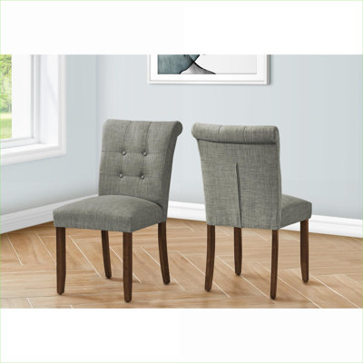 Ensemble de 2 chaises de salle à manger rembourrées modernes de couleur grise avec pieds en bois de noyer