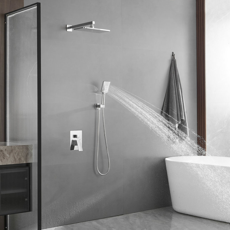 Système de douche mural avec douche à main Ensemble de robinet de douche complet à poignée simple Ensemble de robinet de douche en laiton avec valve à pression équilibrée