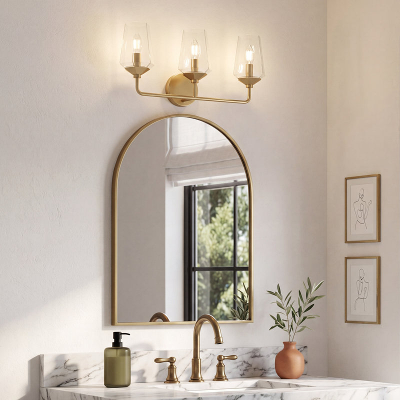 Mauricio 3 - Light Dimmable Vanity Light, Aged Brass