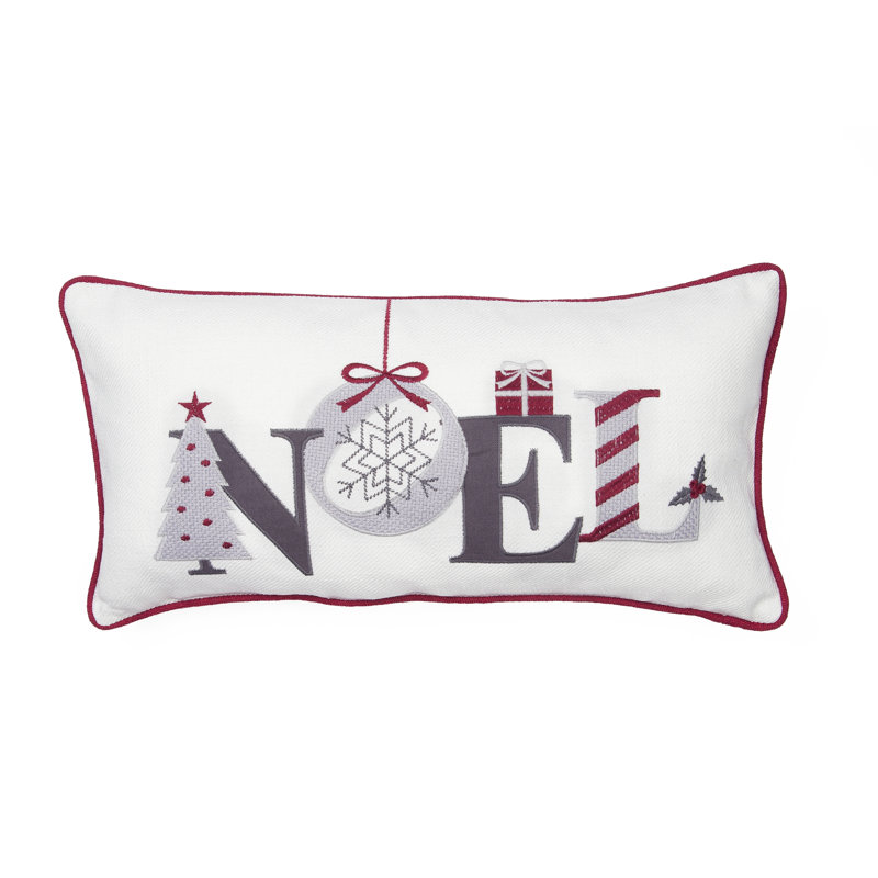 Coussin de Noël brodé Noel, 10 par 20 pouces