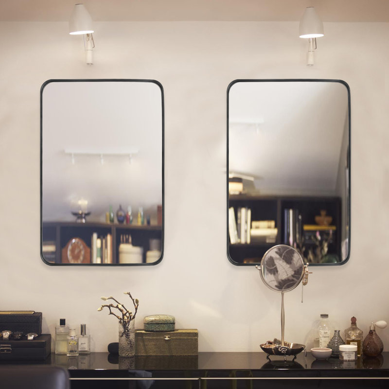Miroir de salle de bain Morelock, Noir, 36 po x 24 po