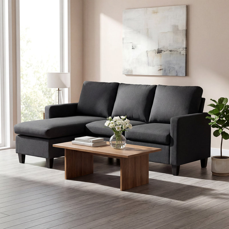 Canapé modulaire convertible avec repose-pieds réversible gris foncé