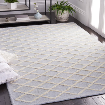 Cannen Hand-Tufted Wool Light Blue/Ivory Area Rug