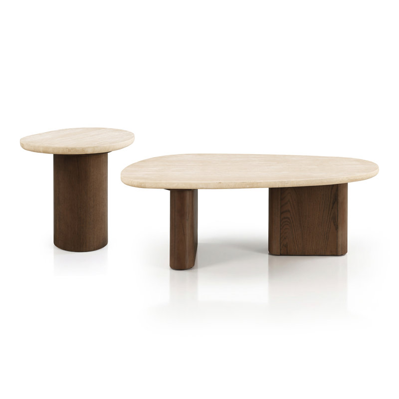 Ensemble de table de salon 2 pièces Souliere, 2 pièces: table basse, table de bout