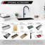 Granite composite double mount kitchen sink with strainer 25 in.-87227098