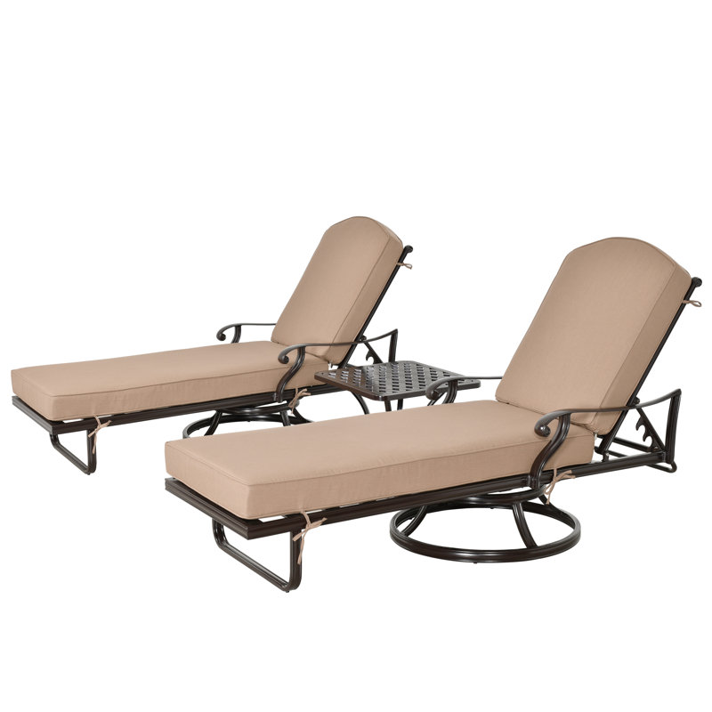 Ensemble de 3 chaises longues pivotantes Tamaron