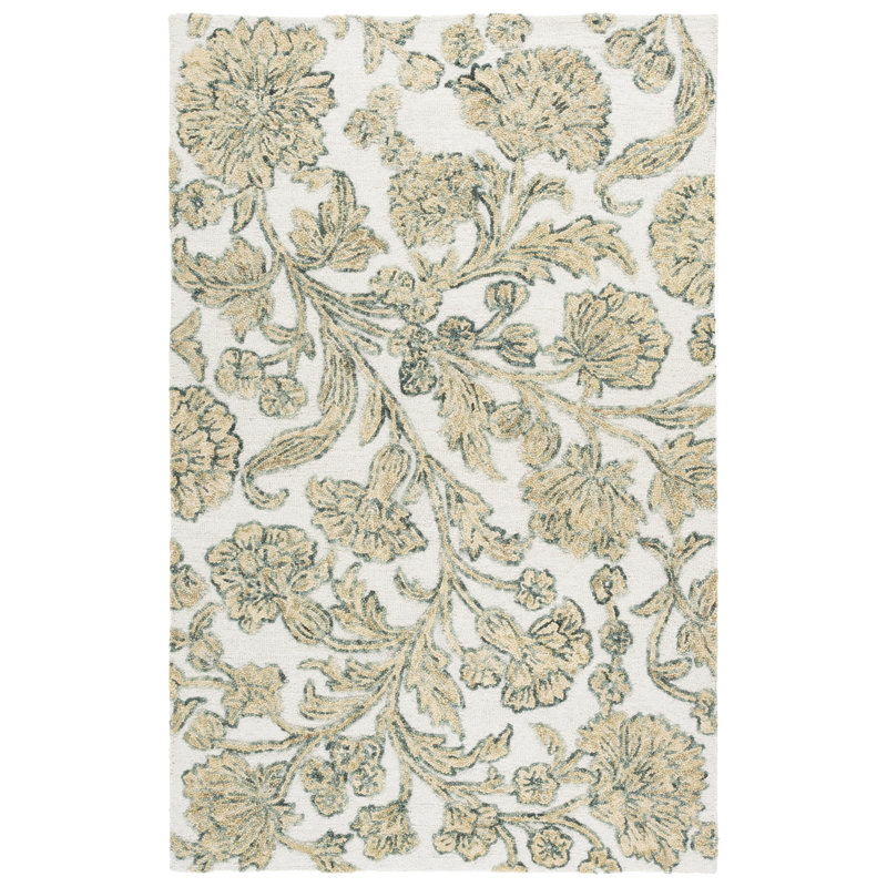 Jardin 333 Hand Tufted 80% Wool; 20% Cotton Floral Rug, Rectangle 4' x 6'