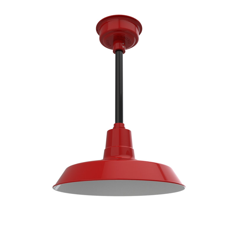 Luminaire suspendu en forme de dôme à 1 lumière DEL Haleigh, Rouge cerise / noir, H 48 po x l 16 po x P 16 po
