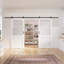 96in. And 80in.Half Lite White Door Slab Prefinished Surface With All Barn Door Hardware Kit-128719348