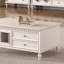 Table de bout en bois massif de style crème français