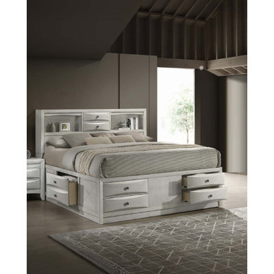 Cadre de lit avec compartiment de rangement intégré à compartiments de rangement de 1 pièce (1 lit)
