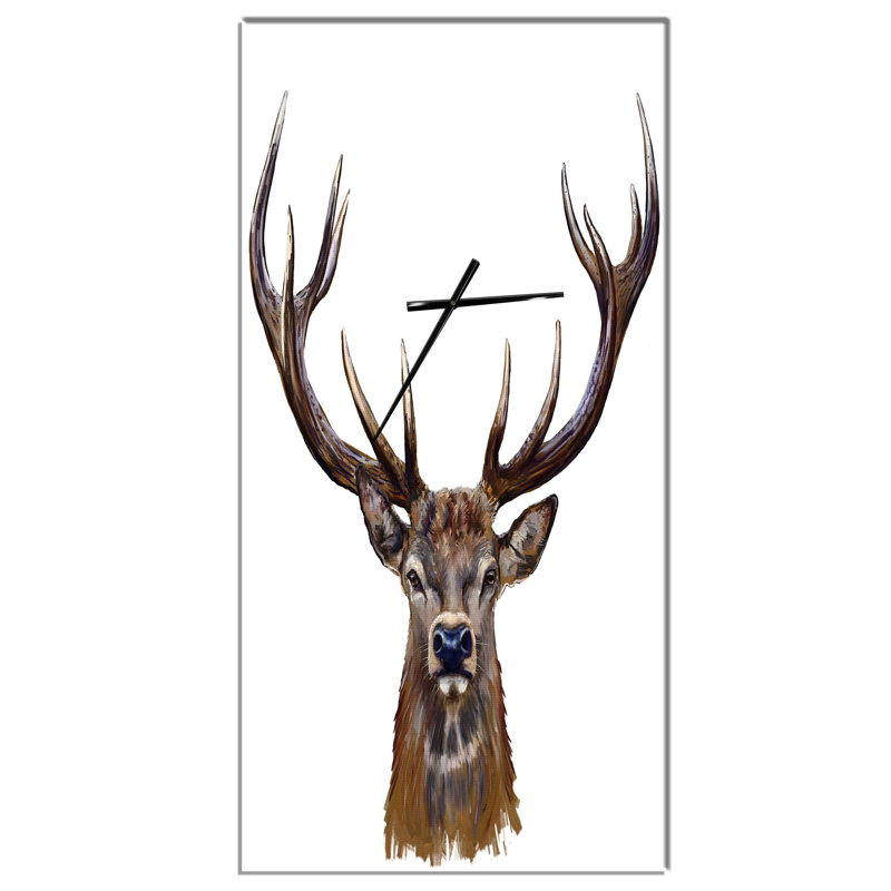 Deer Head in Front Illustration - Traditional wall clock, 48" H x 24" W x 1" D