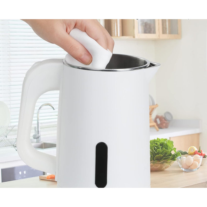 Compact White Stainless Steel Electric Travel Kettle with Auto Shut-Off
